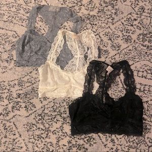 Set of 3 Boutique Lace Brallettes Size Medium